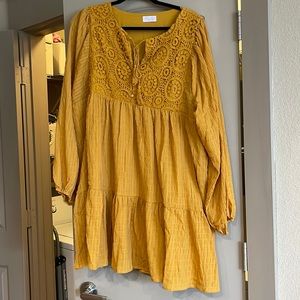 Pink Lily Mustard Babydoll Dress